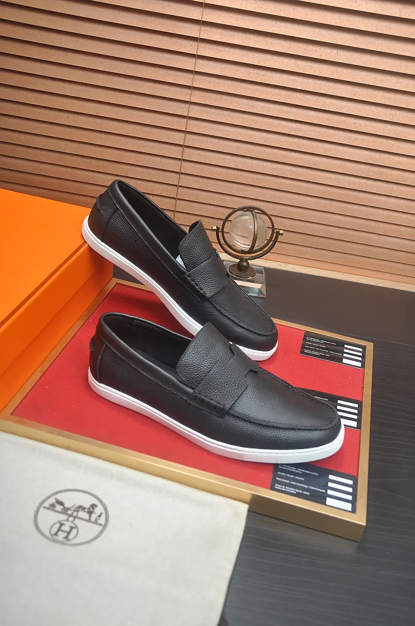 Men's Men's Shoes💰600💶【[Hermes HERMES】】(High-end Niuli) New 🍀 HERMES - top version of Hermès classic casual leather shoes! Made of imported original cowhide, the inner top layer is comfortable cowhide lining! Original wear-resistant rubber outsole! High quality products! Code number 39-45 (45 customized)